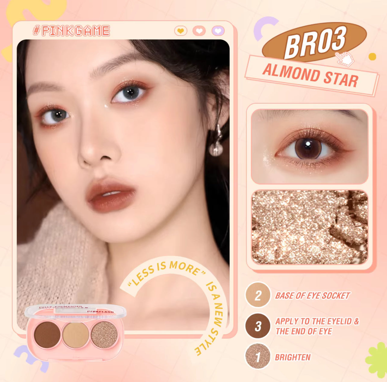 PINKFLASH 3 PAN EYESHADOW PALETTE