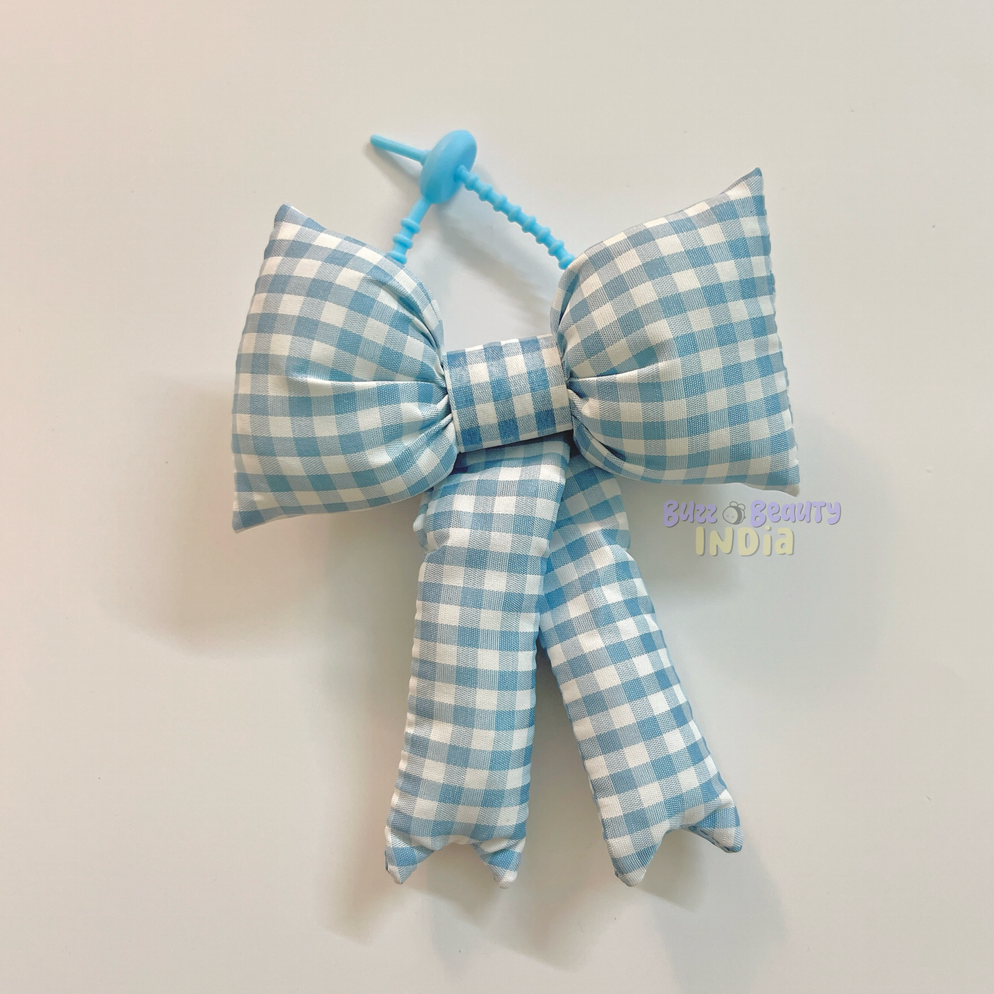 Gingham Print Bow Bag Charm