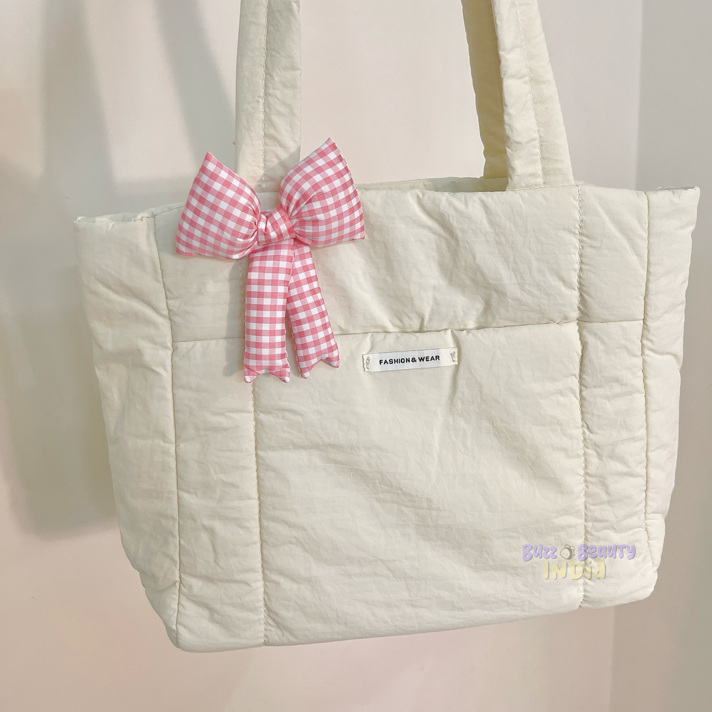 Gingham Print Bow Bag Charm