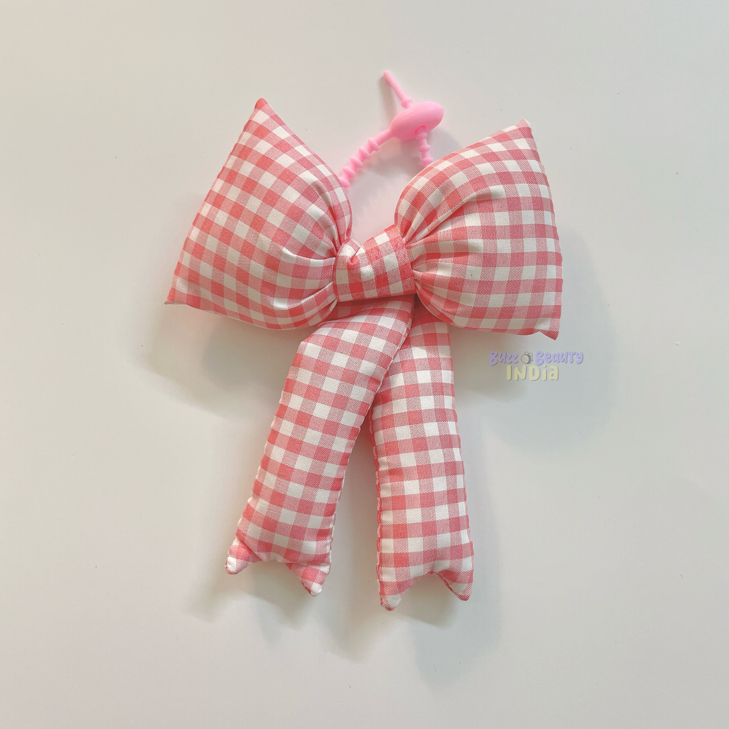 Gingham Print Bow Bag Charm