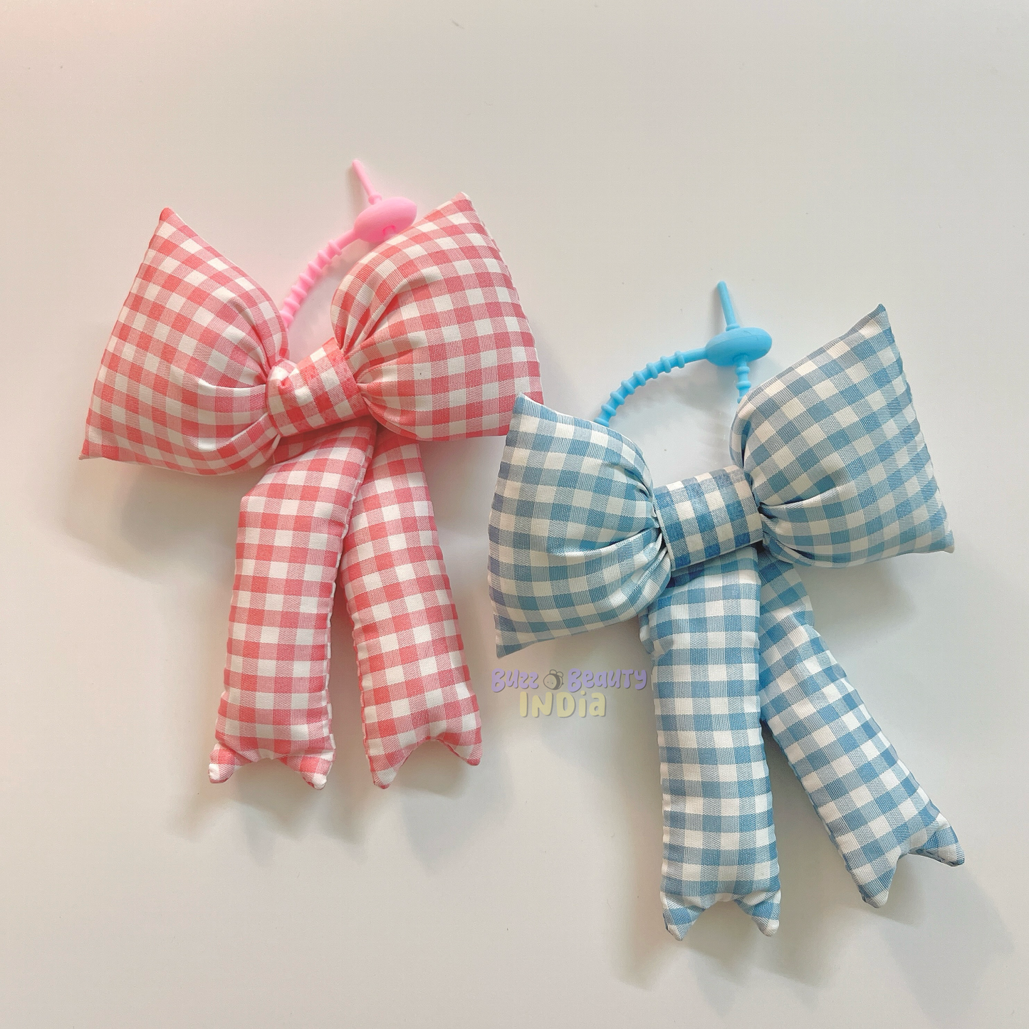Gingham Print Bow Bag Charm