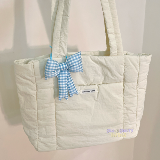 Gingham Print Bow Bag Charm