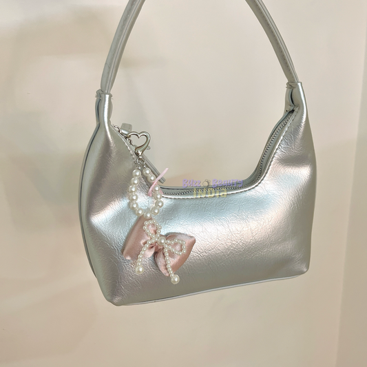 Satin and Pearl Bow Bag Charm