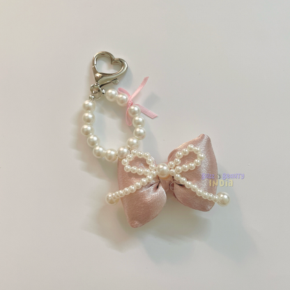 Satin and Pearl Bow Bag Charm