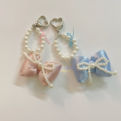 Satin and Pearl Bow Bag Charm