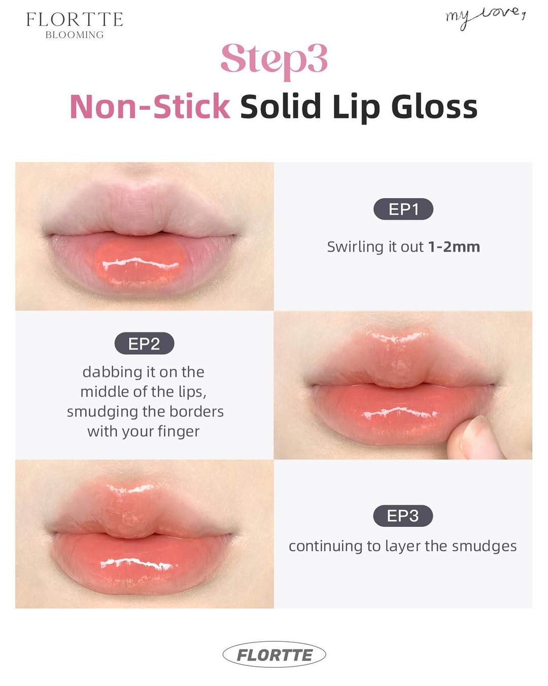 Flortte Love Yourself Non-stick Lip Gloss (Blooming Collection)