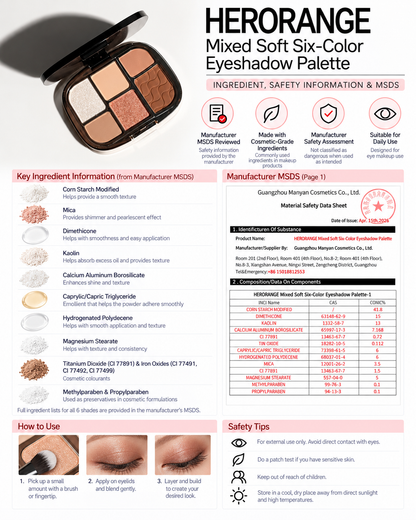 HERORANGE Mixed Soft Six-Color Eyeshadow Palette